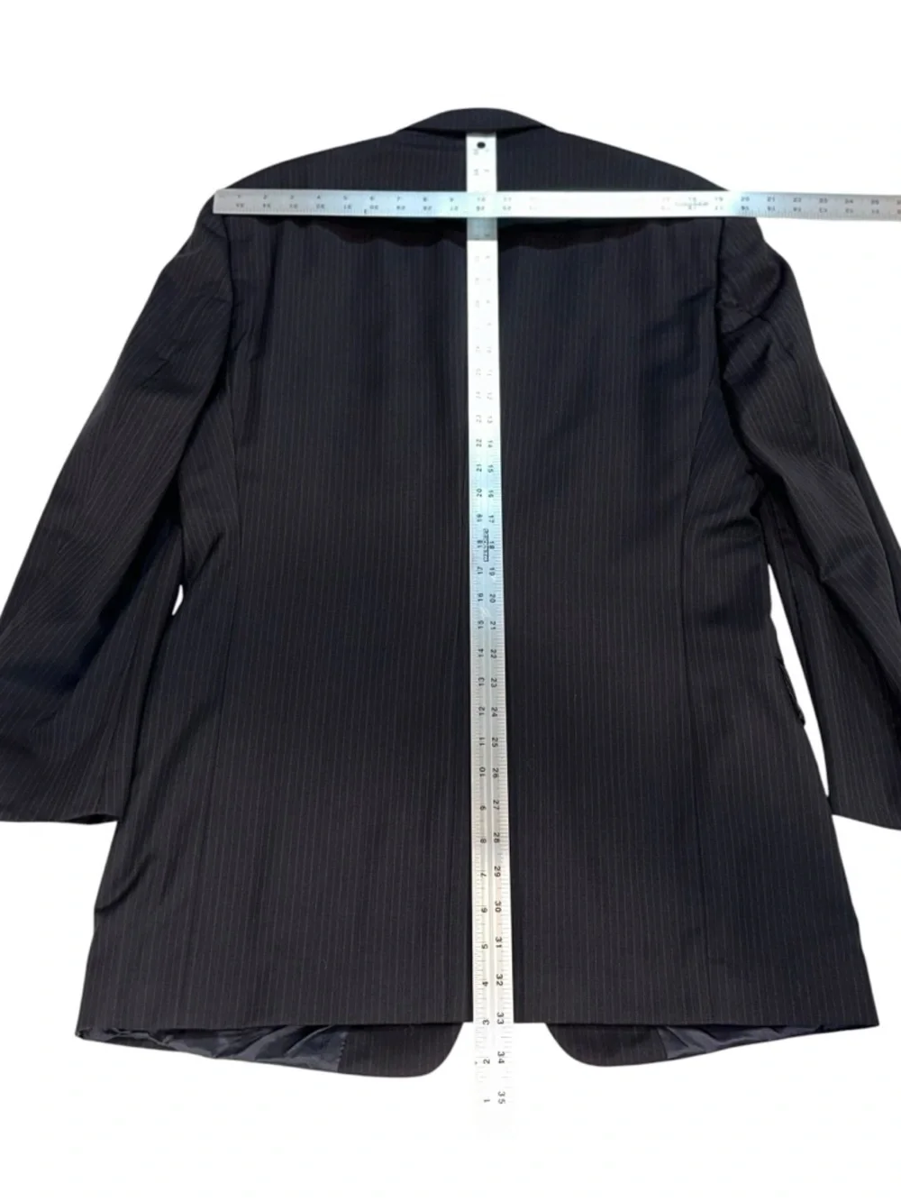 Hart Schaffner & Marx Pinstriped Suit Mens Blue 2Pc Worsted Wool 42L 35x30” USA